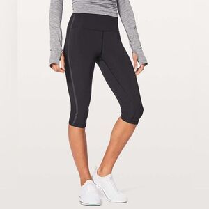 Lululemon Stop Drop and Squat Crop Leggings Black Reflective Scallop |‎ Size 6